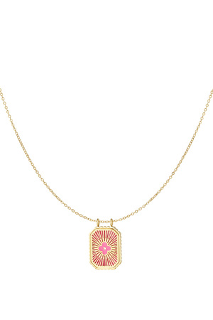 Collar charm flor de colores - oro rosa h5 