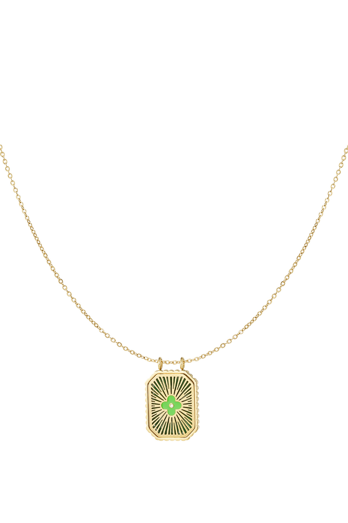 Necklace colored flower charm - green gold