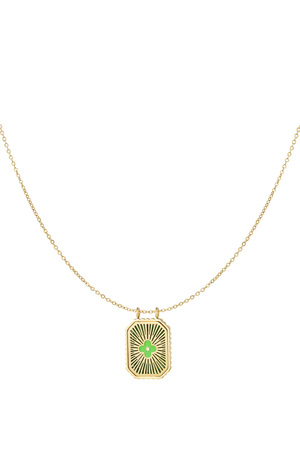 Collar charm flor de colores - oro verde h5 