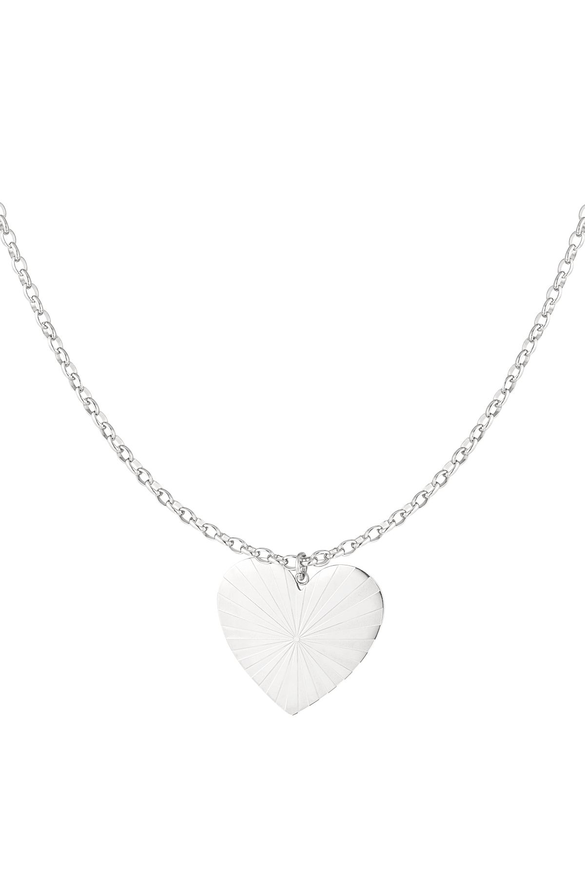 Long necklace big heart - silver h5 