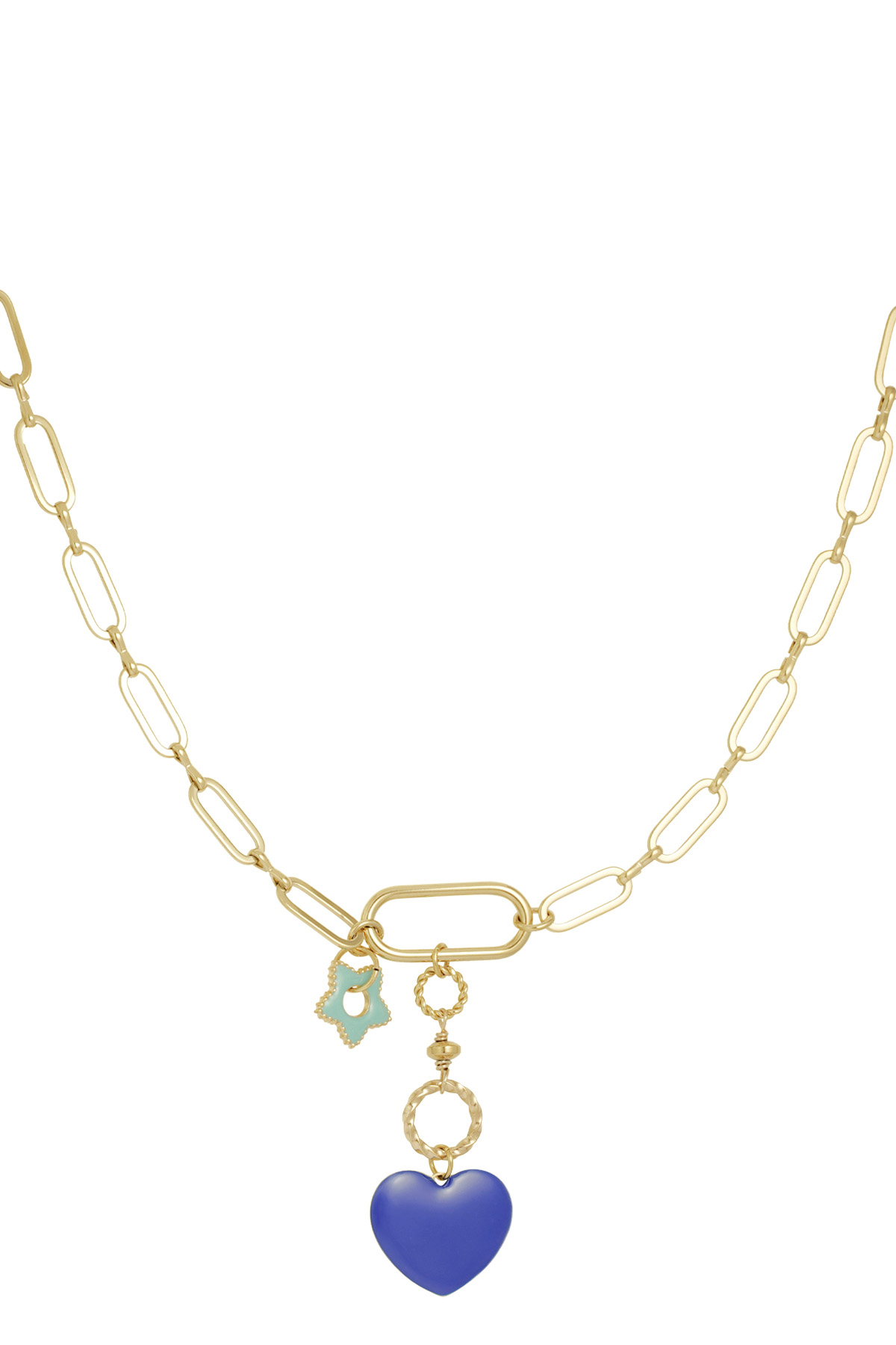 Collar flor de corazón - oro azul h5 