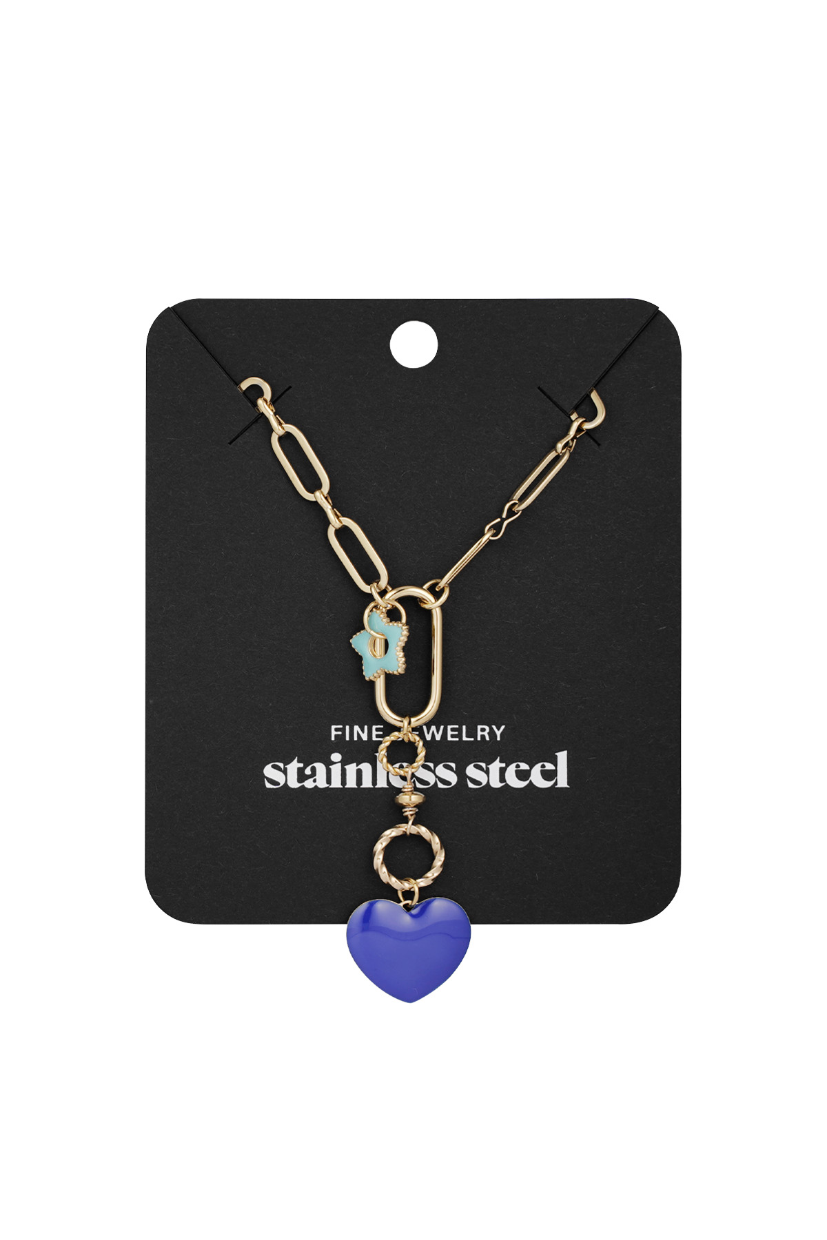 Collana fiore a cuore - oro blu h5 Immagine3