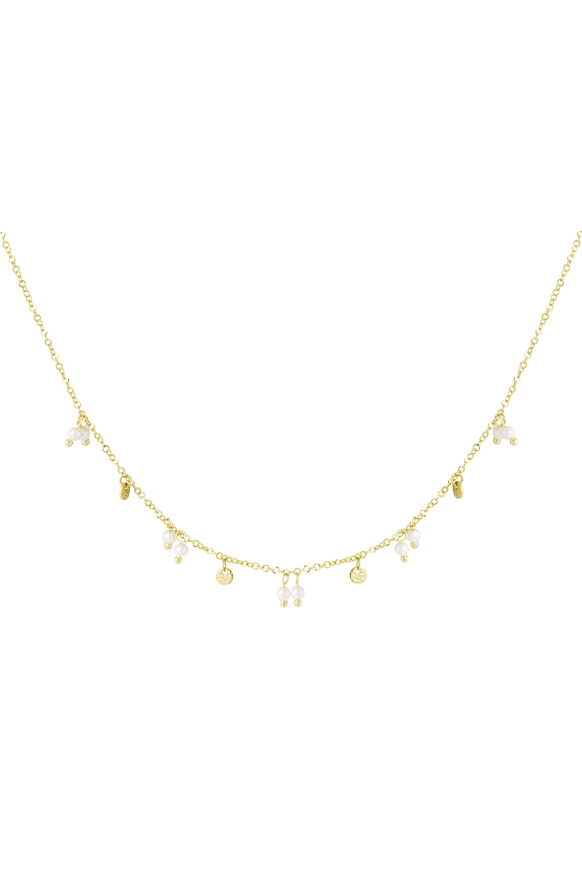 Halskette mit Perlen und Anhängern – Gold