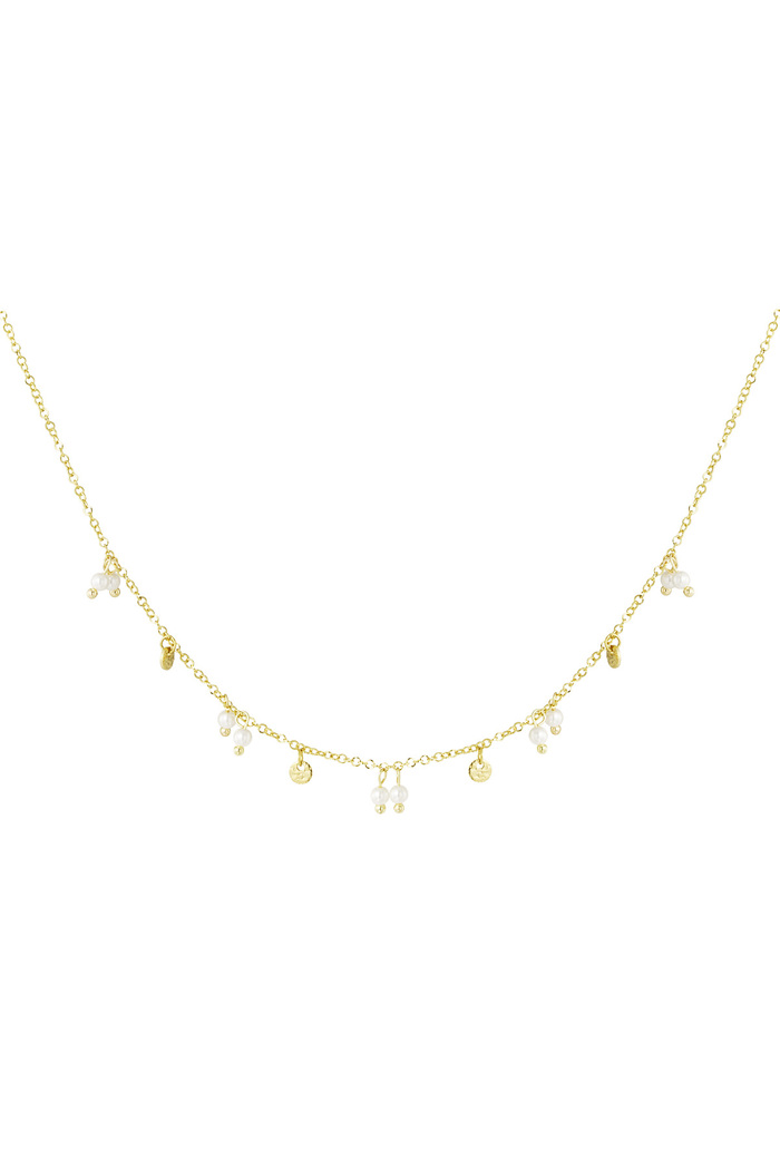 Halskette mit Perlen und Anhängern – Gold 