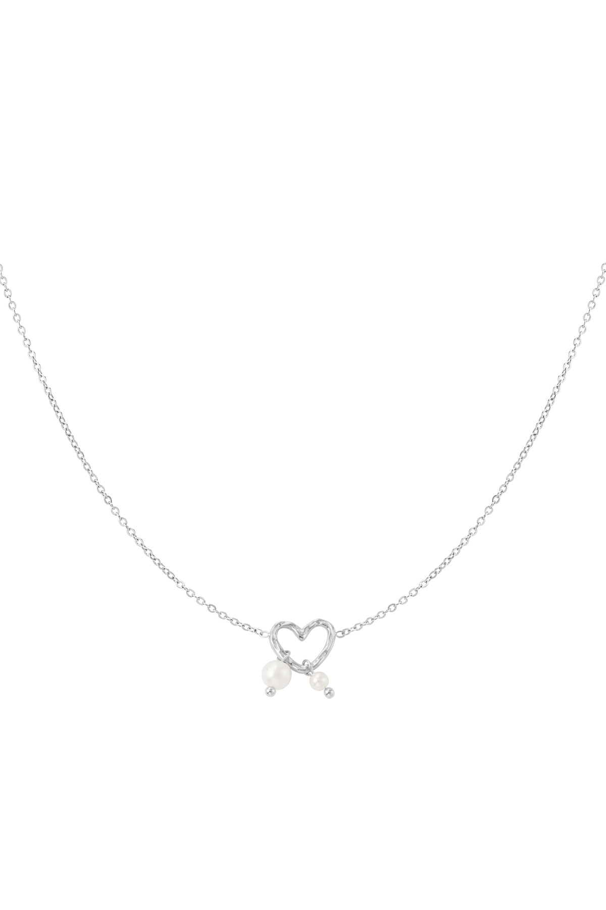 Necklace pearl love - silver