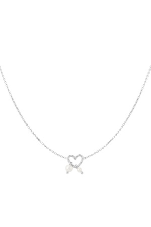 Necklace pearl love - silver h5 