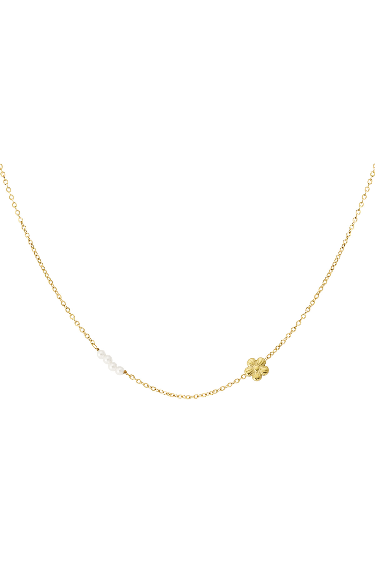 Flower pearl necklace - Gold color 2