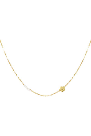 Collier de perles fleurs - doré h5 