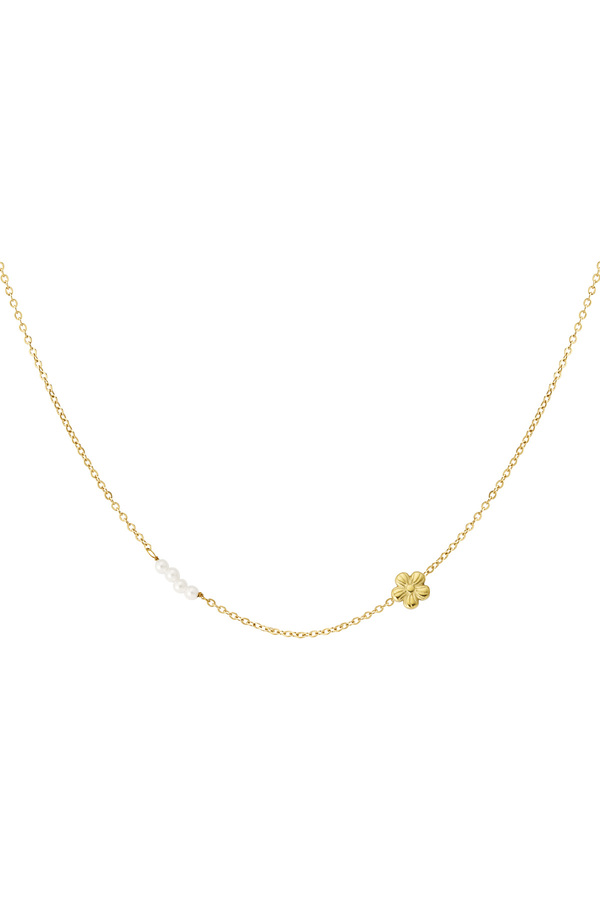 Flower pearl necklace - gold