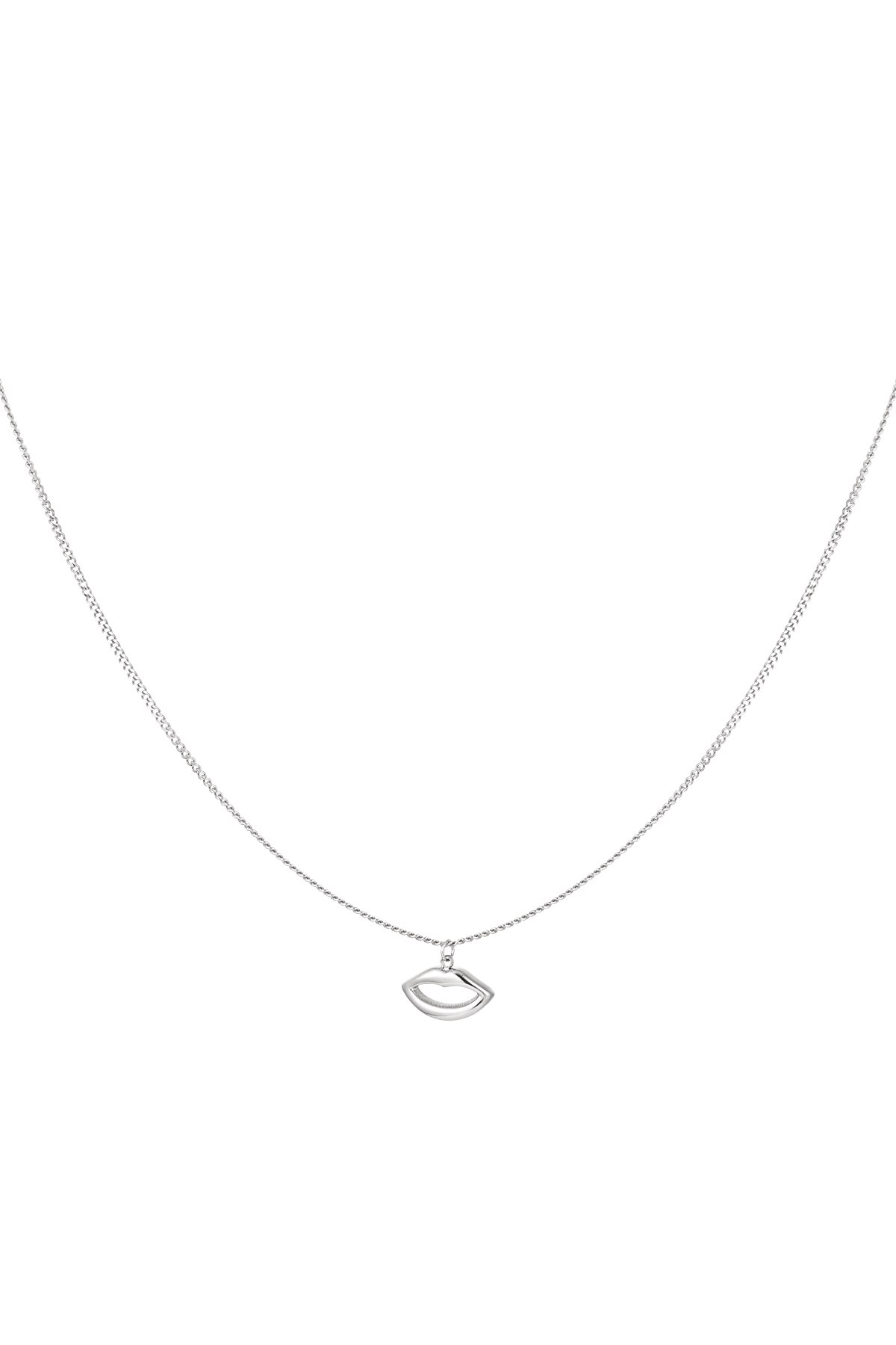 Simple necklace with lips charm - silver