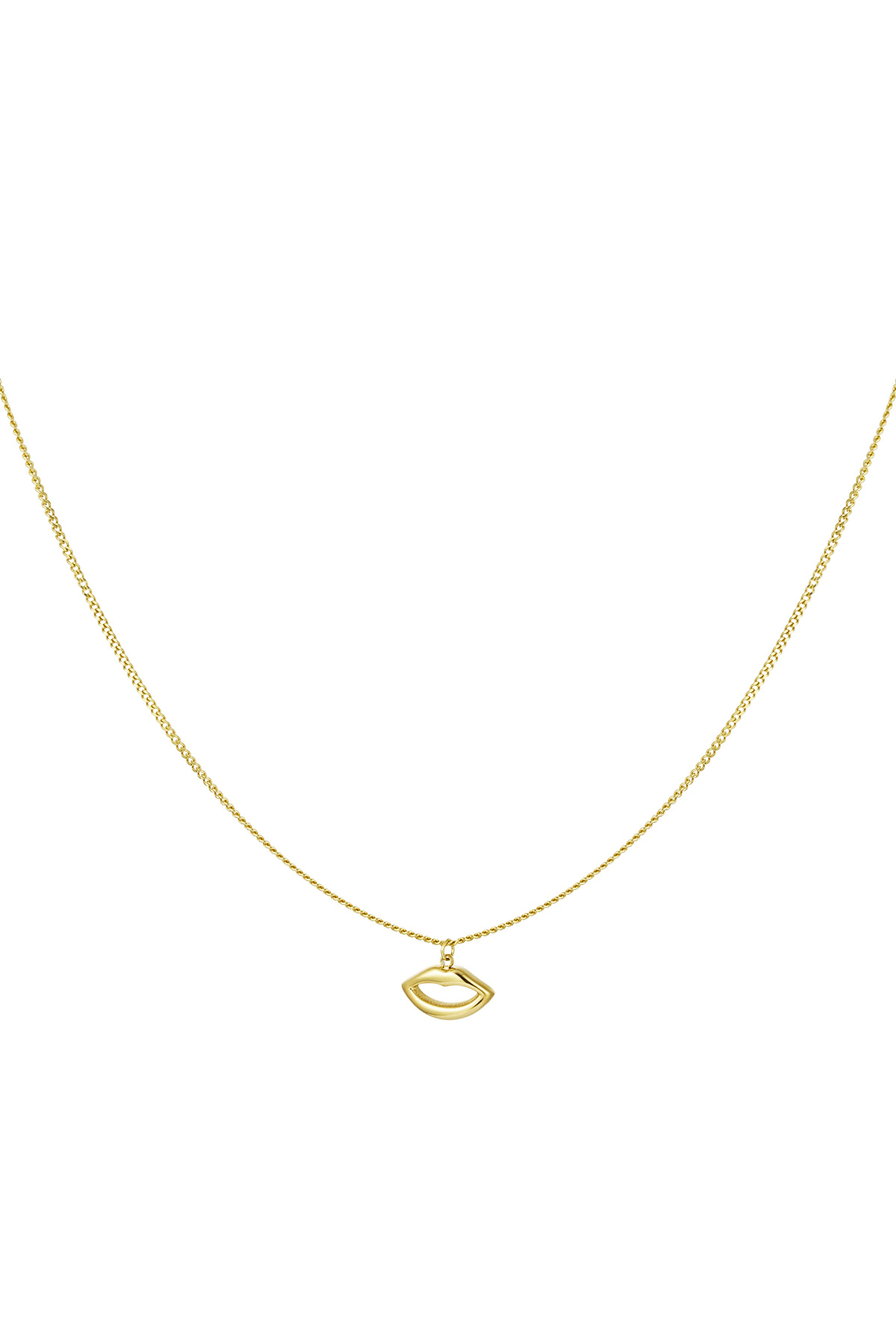 Simple necklace with lips charm - gold 