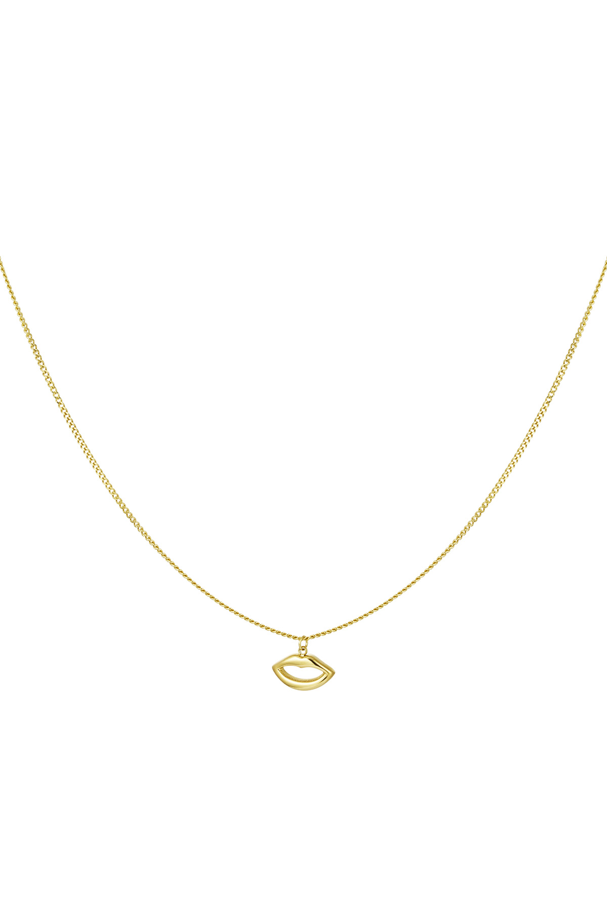 Simple necklace with lips charm - Gold color