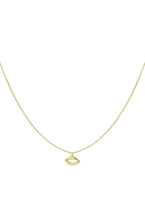 Simple necklace with lips charm - gold  h5 