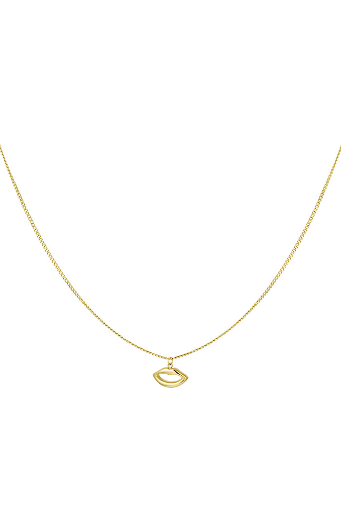 Simple necklace with lips charm - gold  