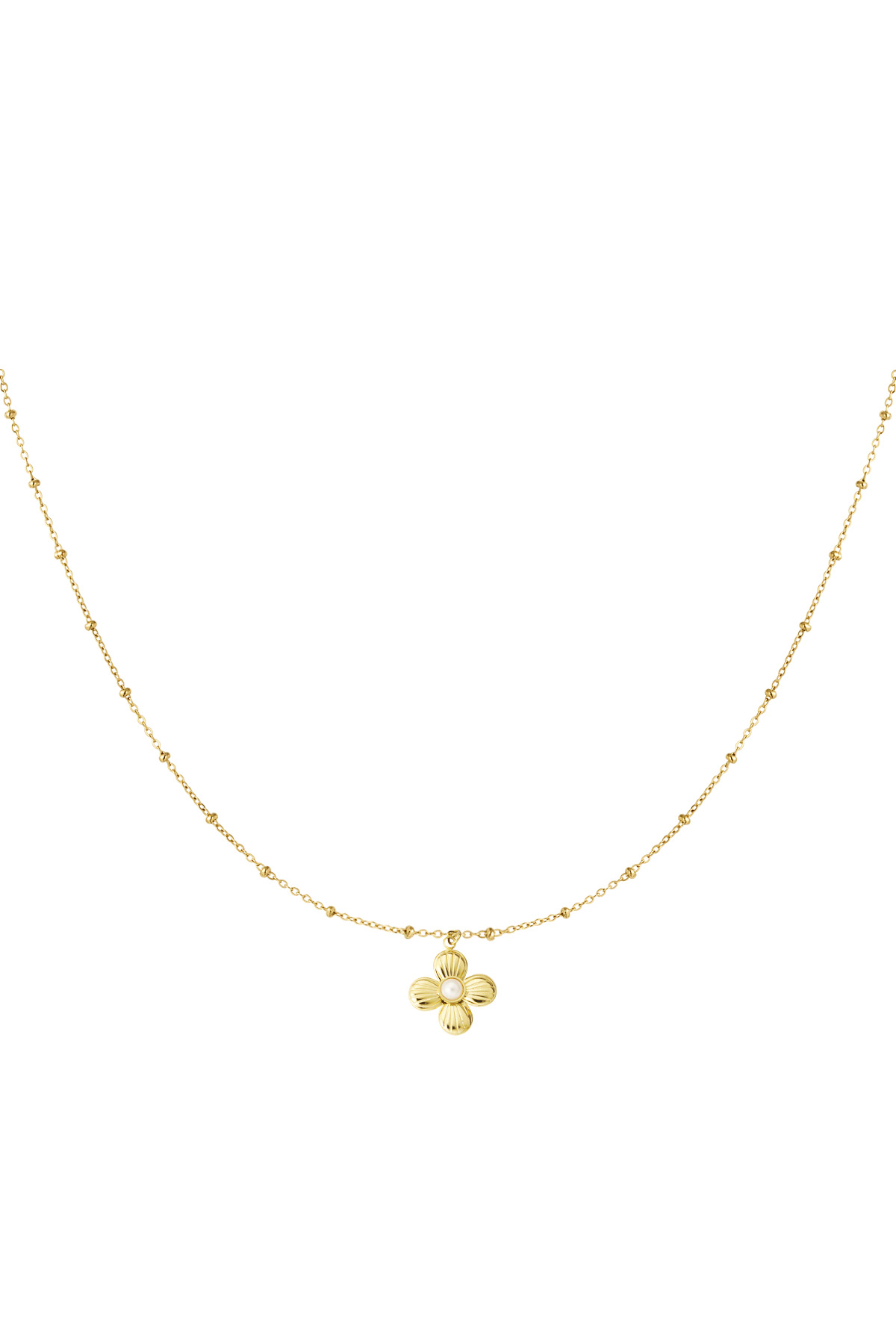 Flower necklace with pearl - gold h5 