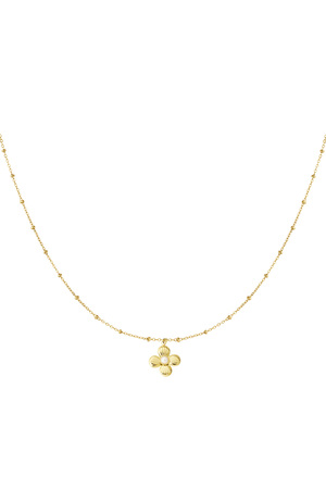 Flower necklace with pearl - gold h5 