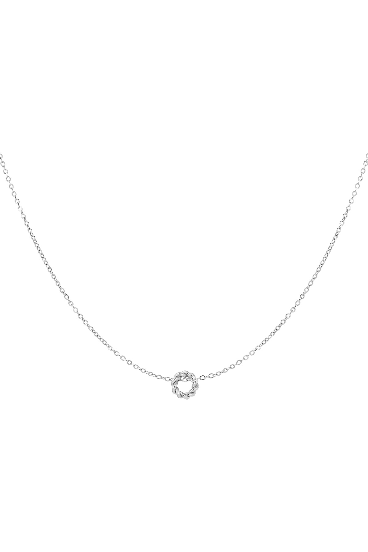 Classic necklace with twisted charm - silver h5 