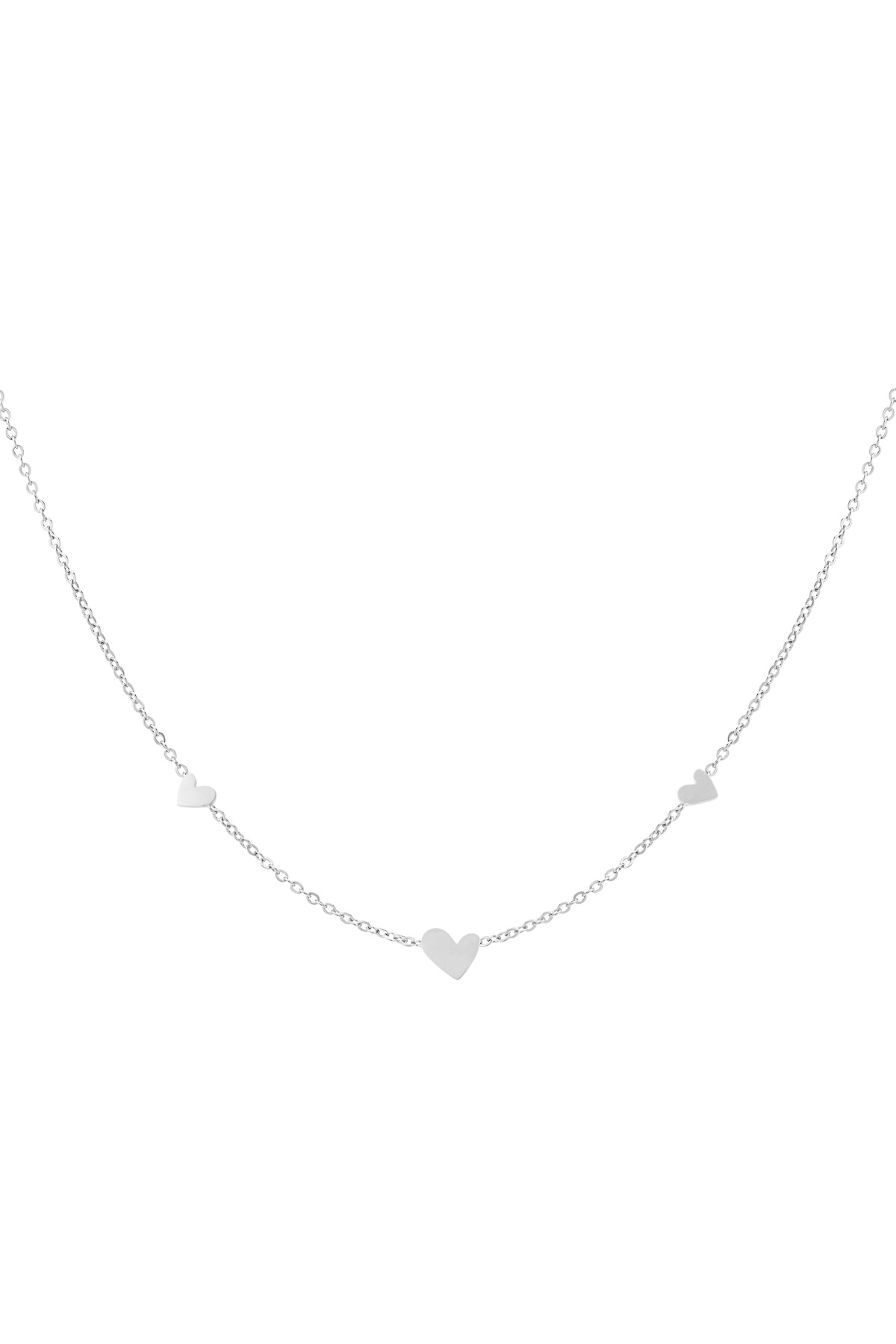 Classic necklace with hearts - silver