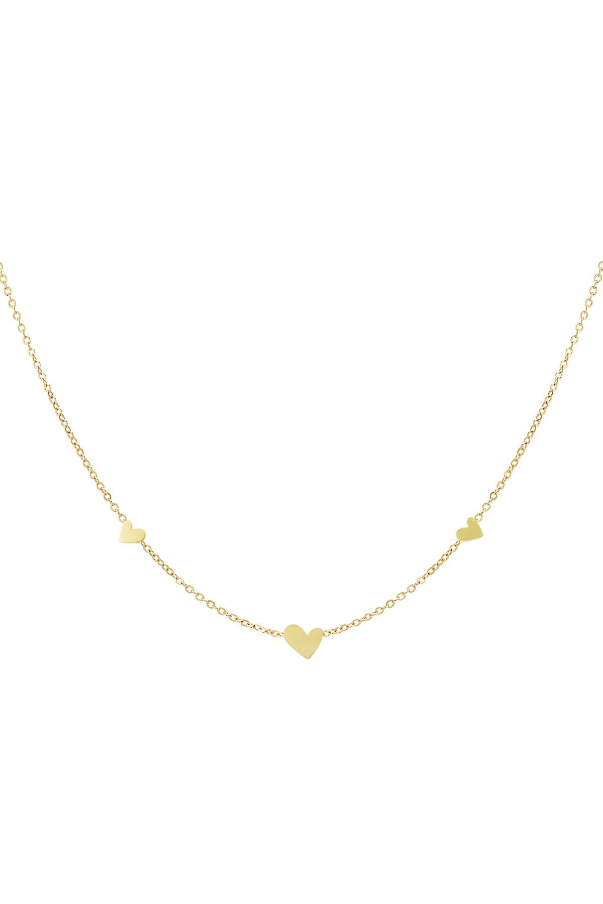 Classic necklace with hearts - gold 