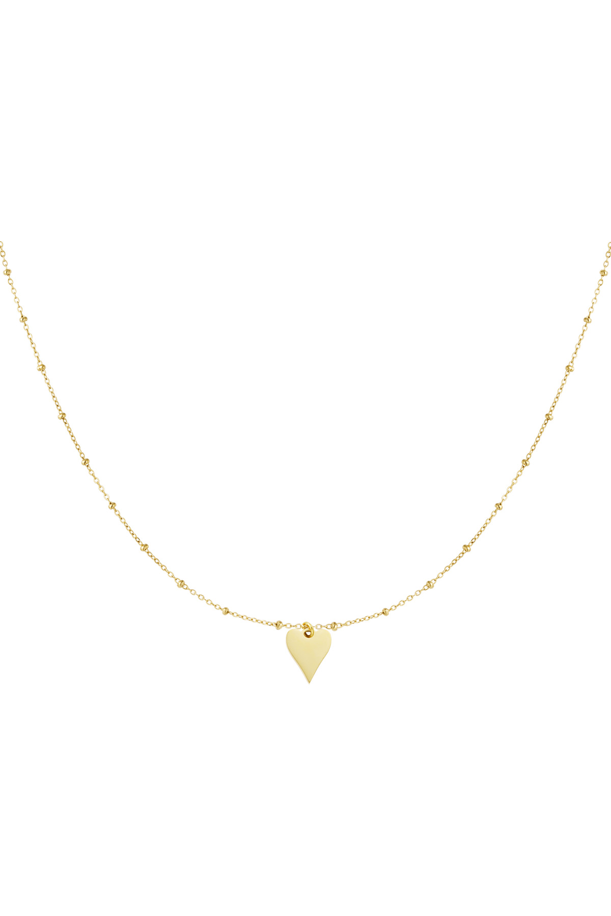 Necklace with balls and heart charm - gold 