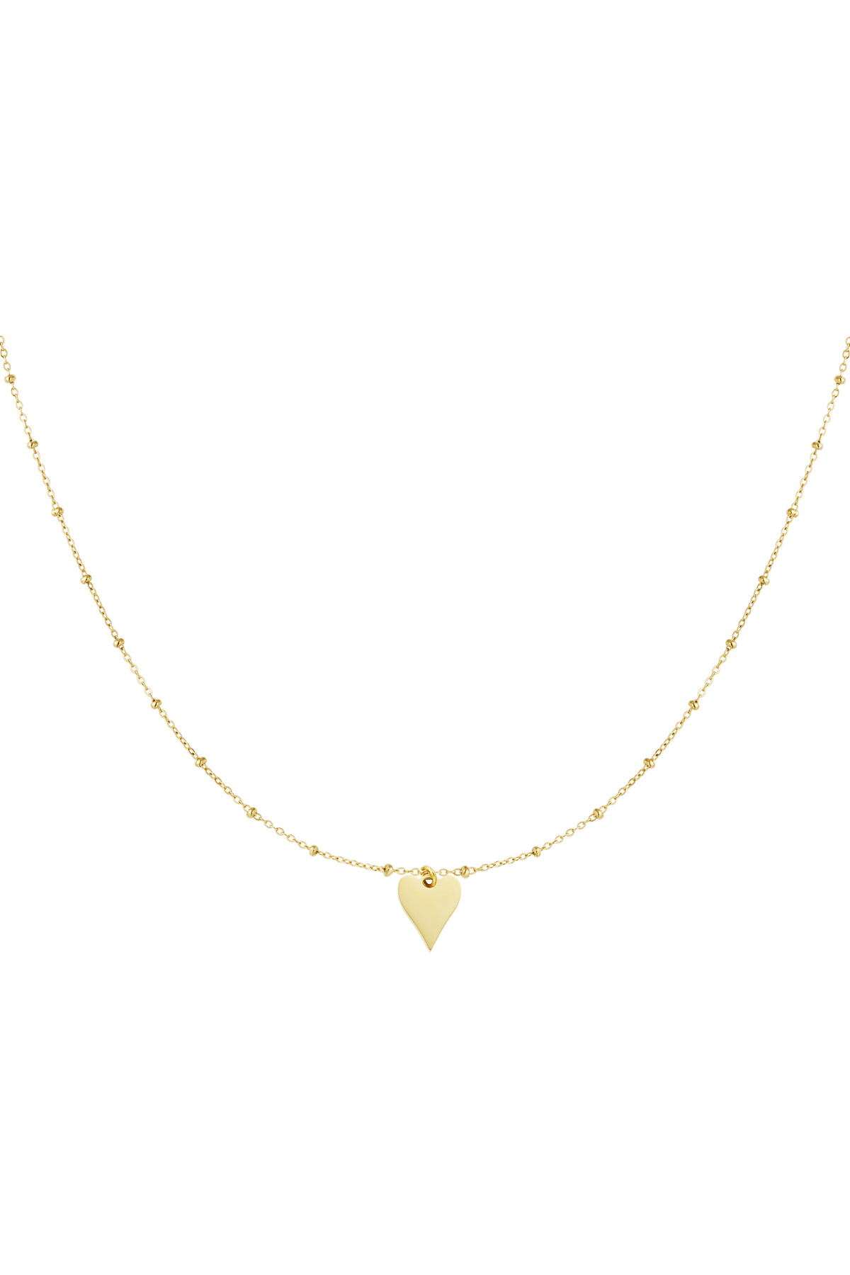 Necklace with balls and heart charm - Gold color