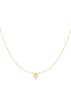 Halskette mit Kugeln und Herzanhänger – Gold  h5 