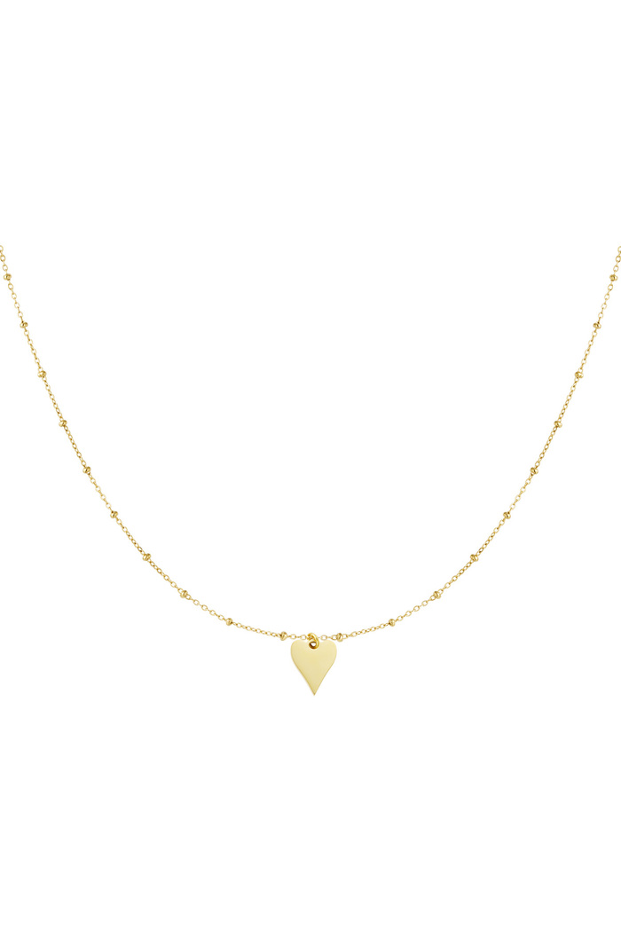 Necklace with balls and heart charm - gold  