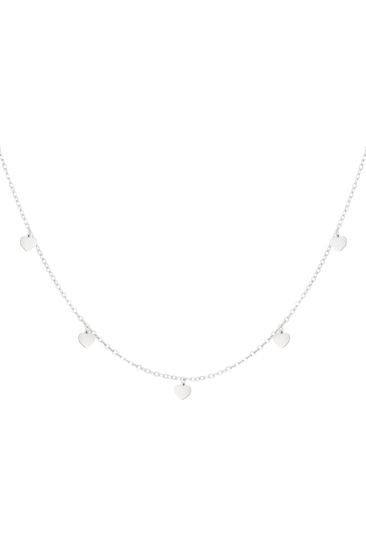 simple necklace with heart pendants - silver h5 
