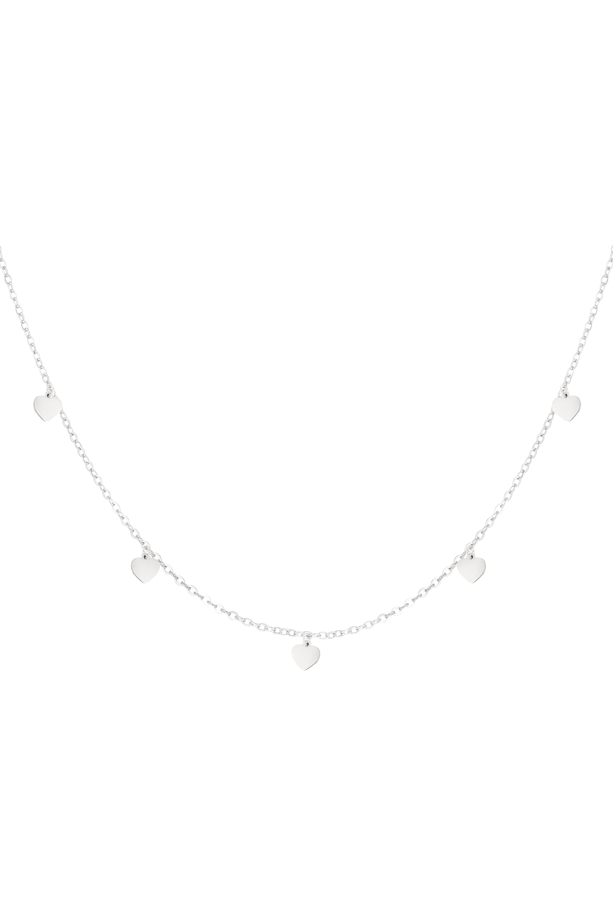 simple necklace with heart pendants - silver 