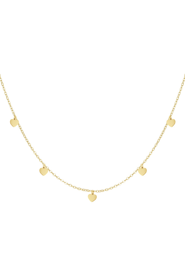 simple necklace with heart pendants - gold 
