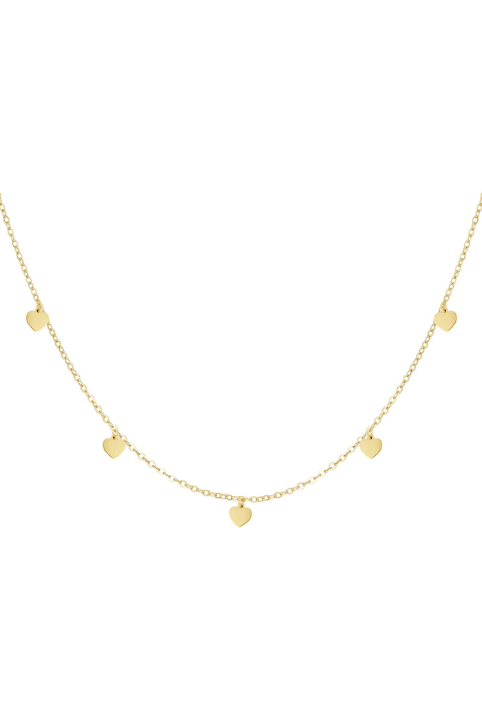 simple necklace with heart pendants - gold  