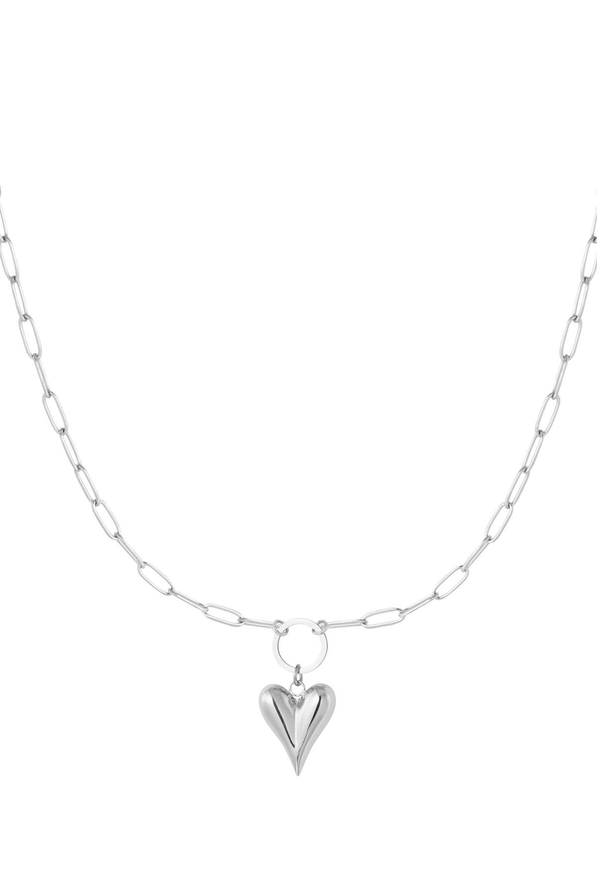 Linked necklace with heart - Silver Color color 2