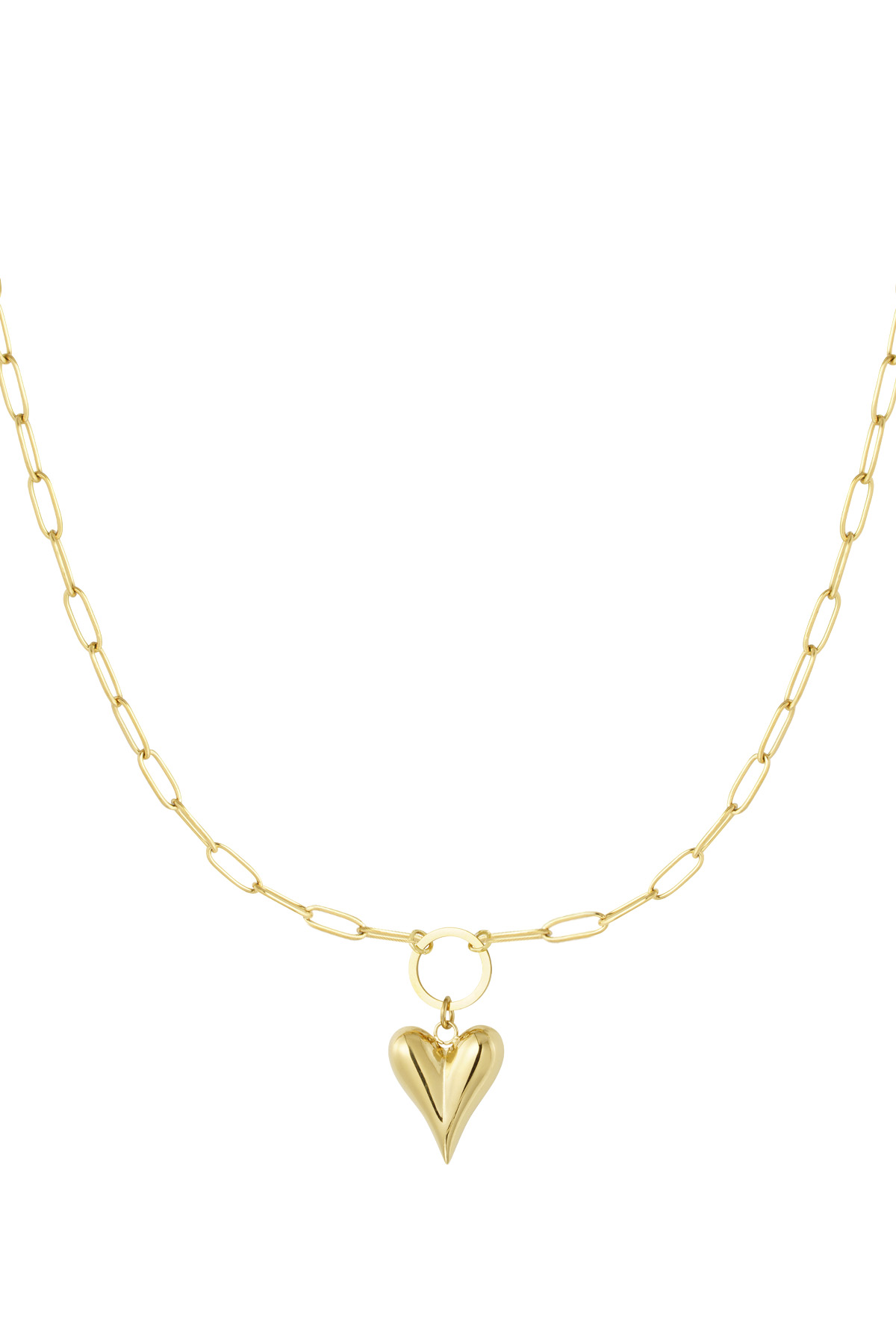 Linked necklace with heart - gold