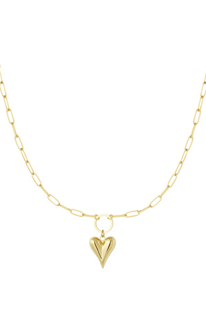 Linked necklace with heart - gold h5 