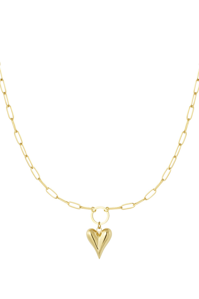 Linked necklace with heart - gold 