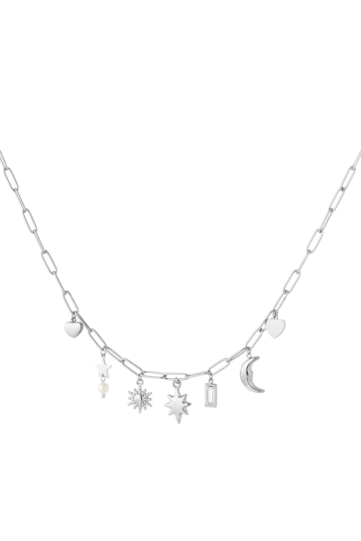 Day and night charm necklace - silver