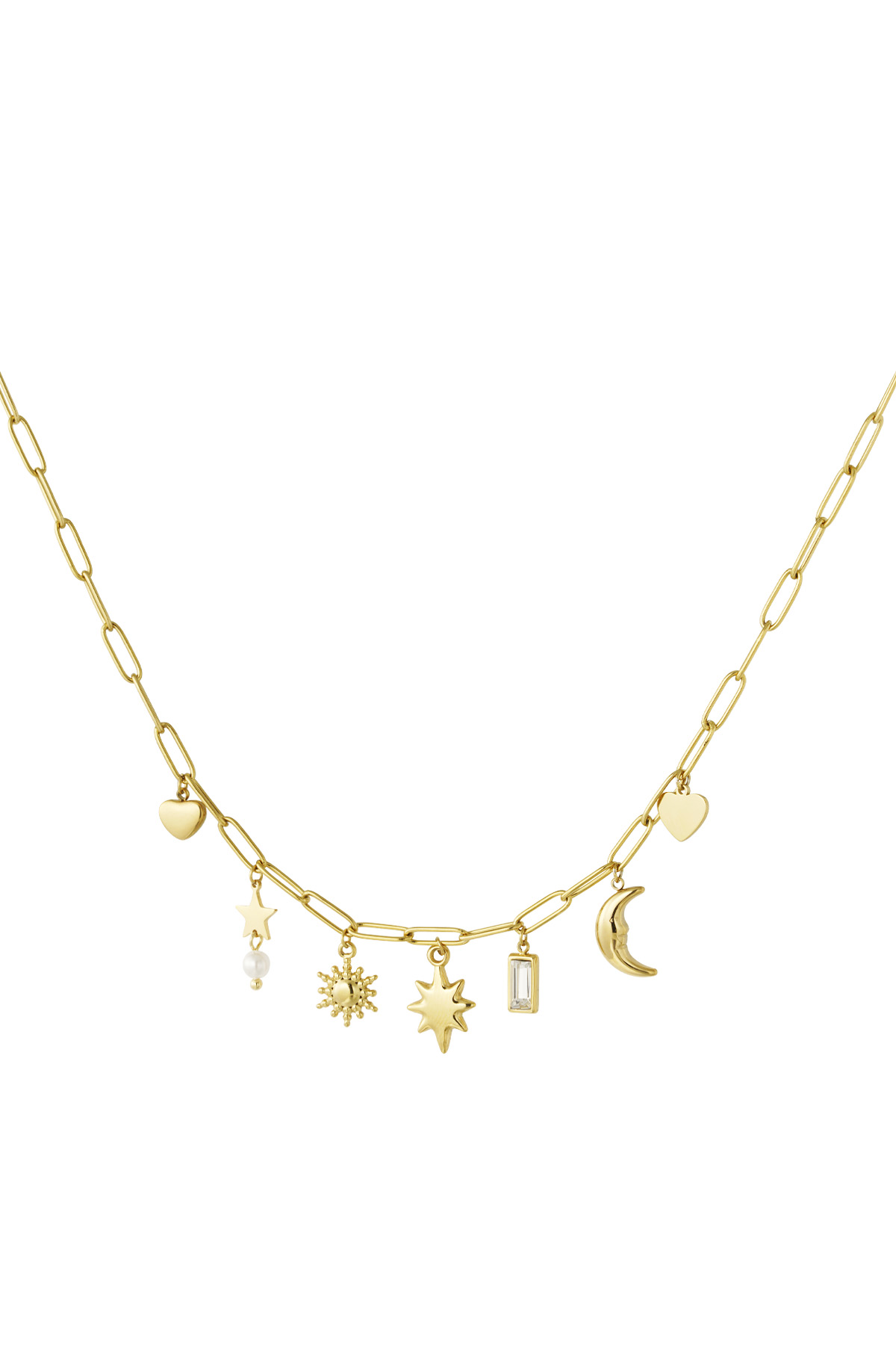 Day and night charm necklace - gold 