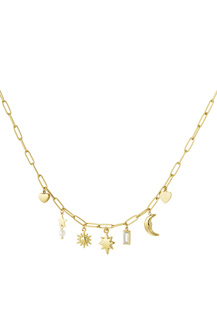 Day and night charm necklace - gold  