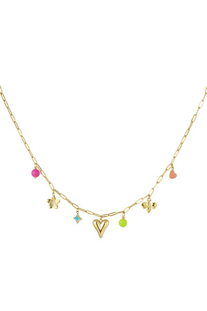 Charm necklace with colorful charms - gold  h5 