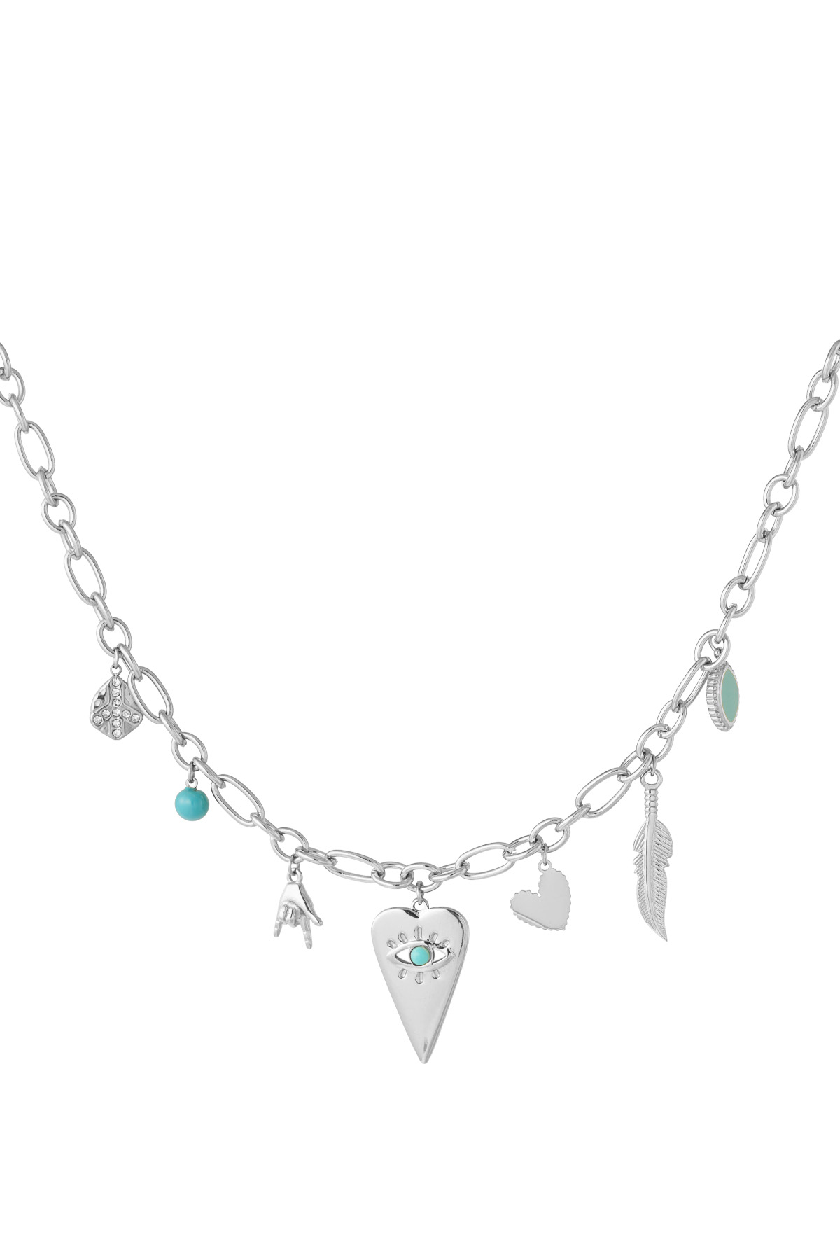 Charm necklace with cheerful charms - silver
