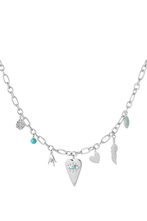 Charm necklace with cheerful charms - silver h5 