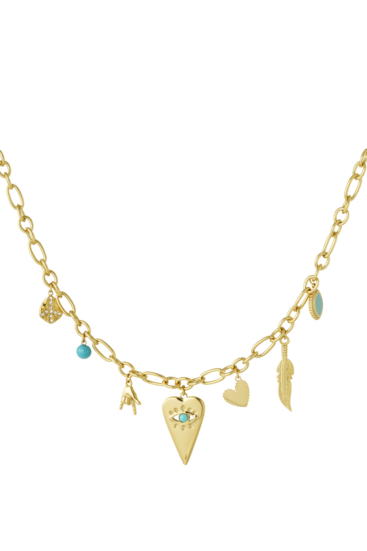 Charm necklace with cheerful charms - gold 