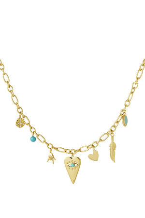 Charm necklace with cheerful charms - gold  h5 