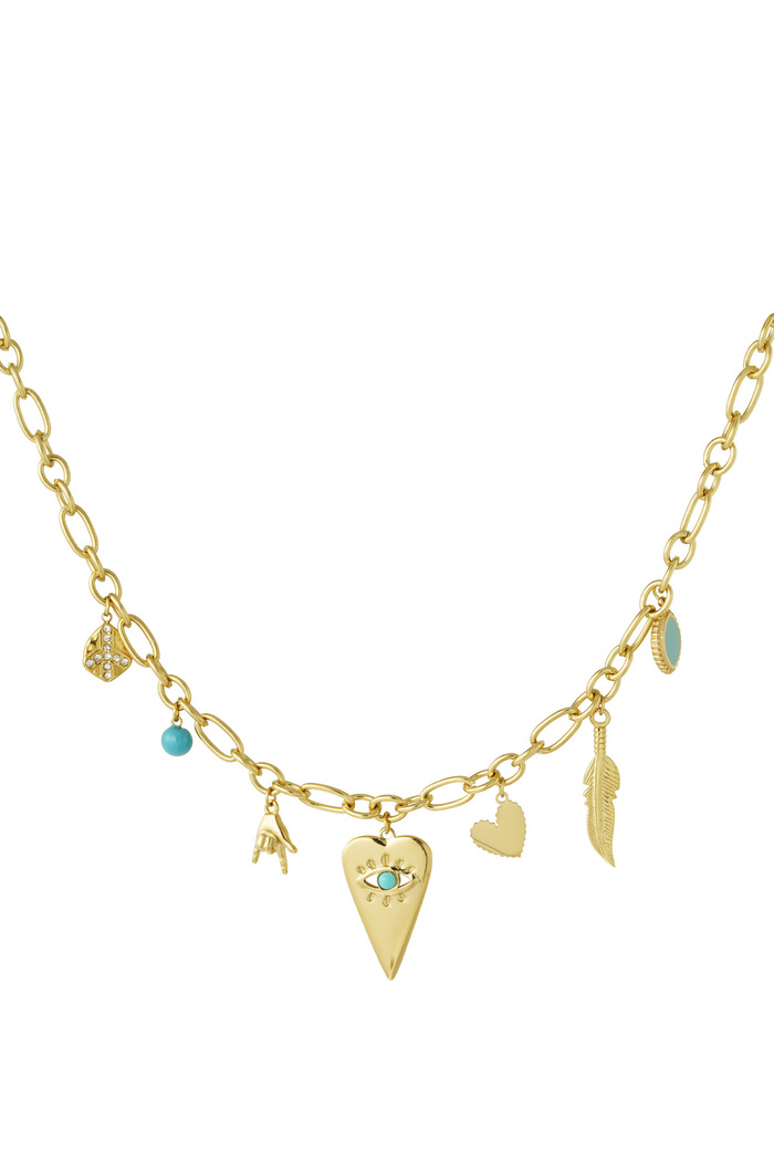 Charm necklace with cheerful charms - gold  