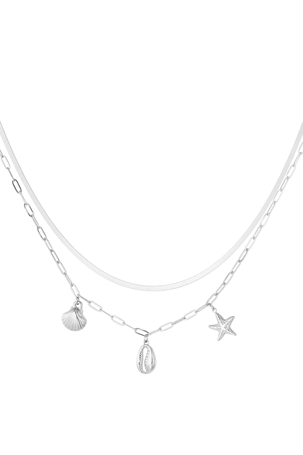 Sea side charm necklace - silver