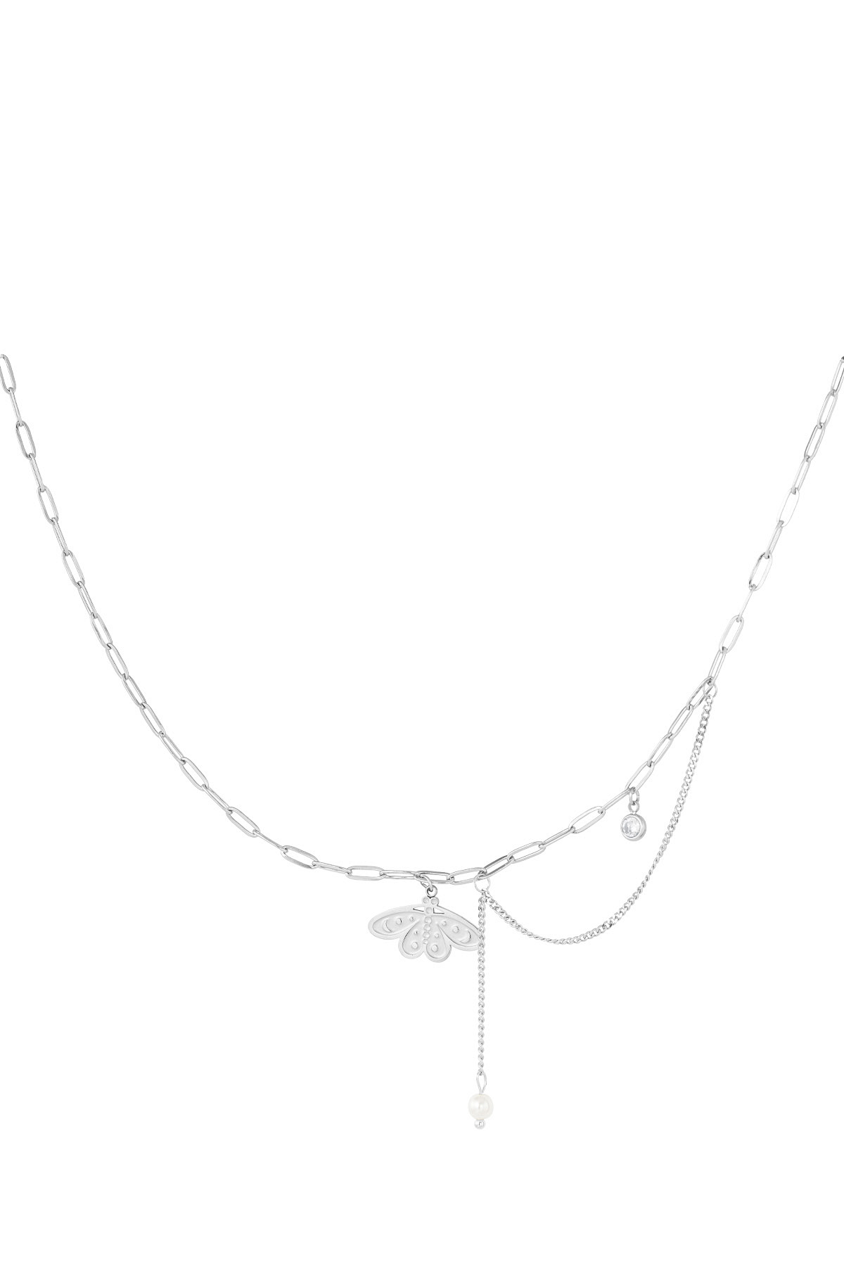 Butterfly charm necklace - silver