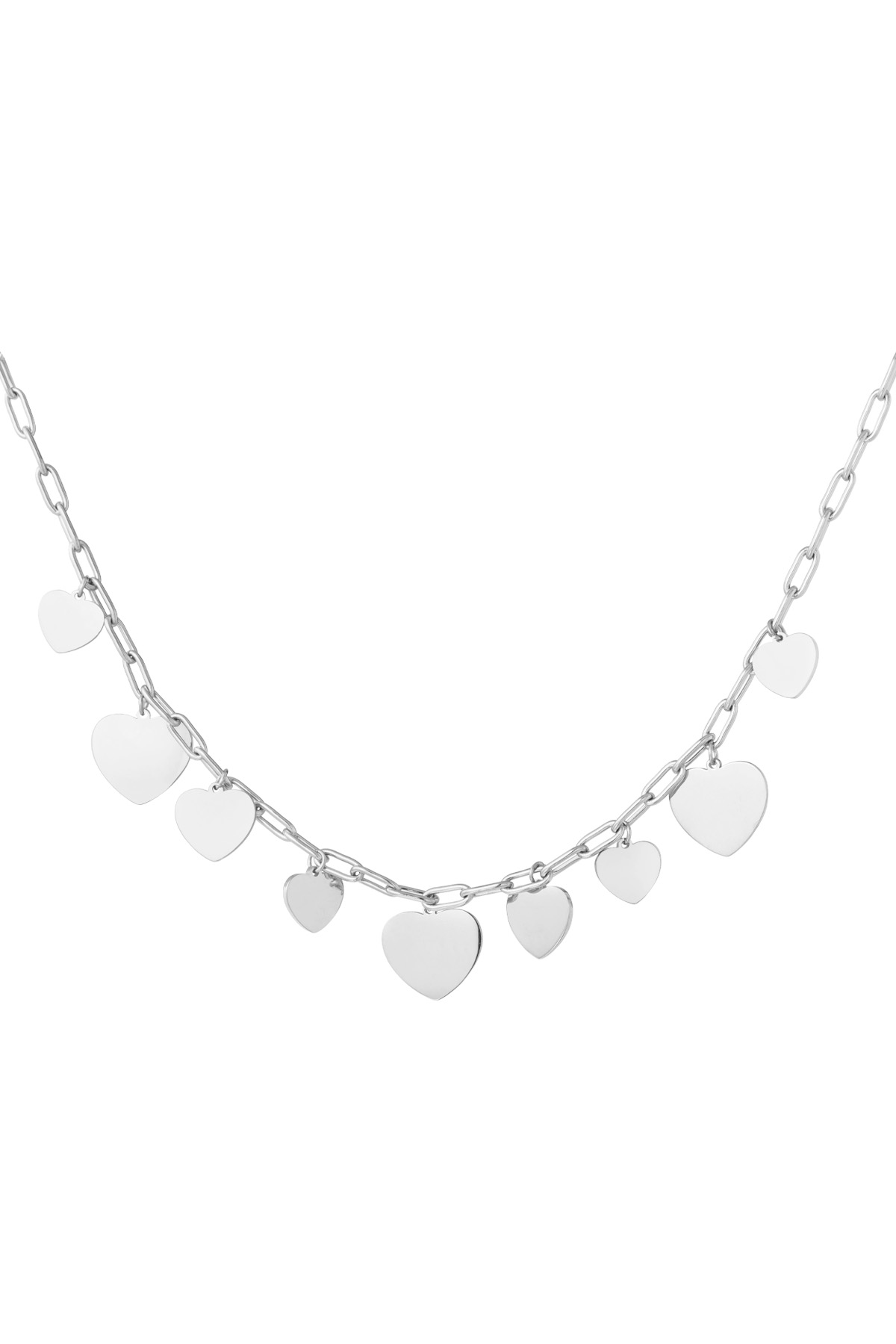 Klobige Herz-Party-Halskette – Silber