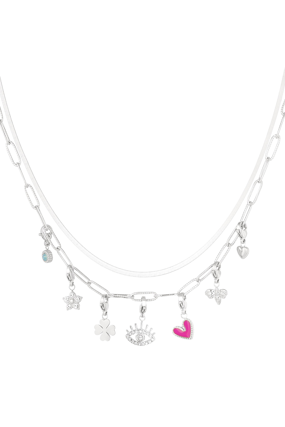 Charm necklace lovey dovey - silver