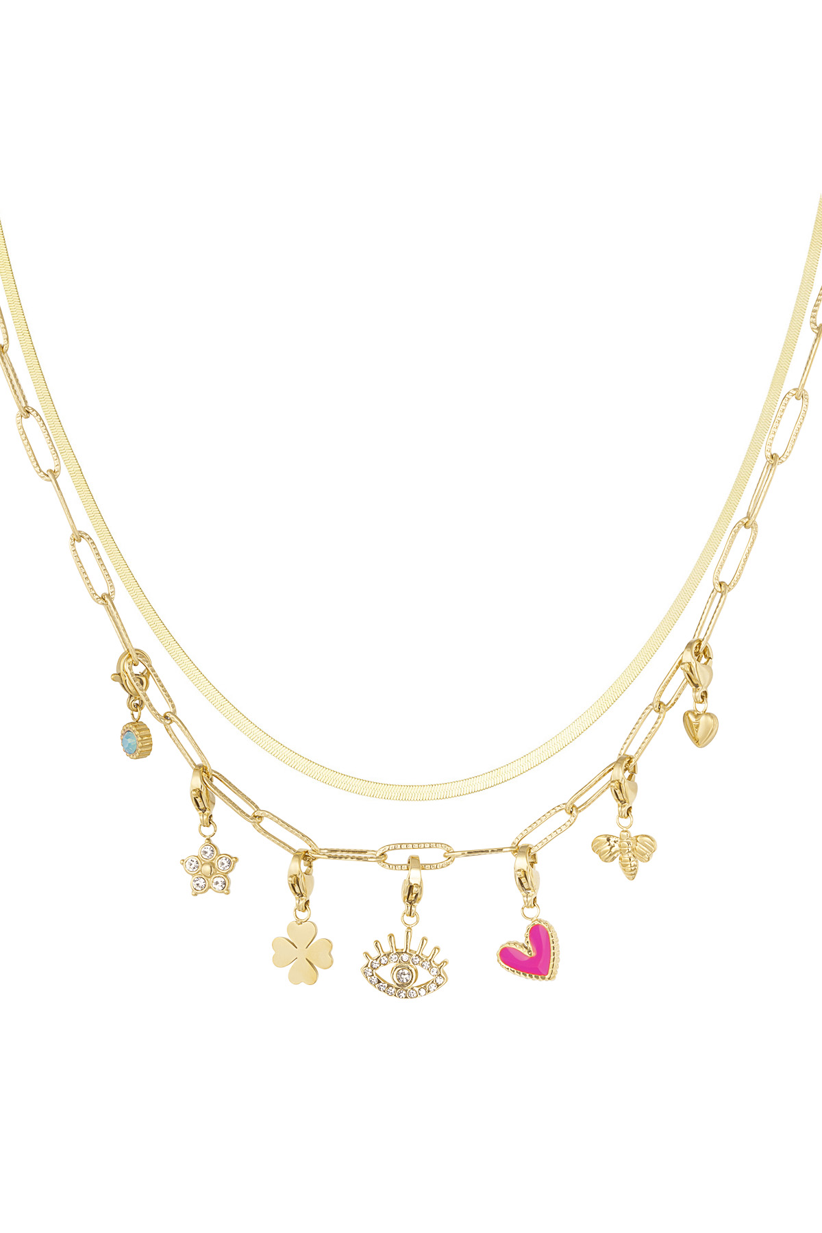 Charm necklace lovey dovey - gold h5 