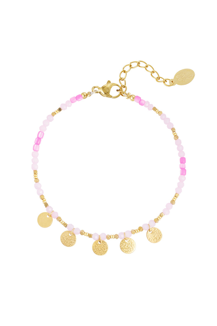 Anklet with coin charms - pink/gold 